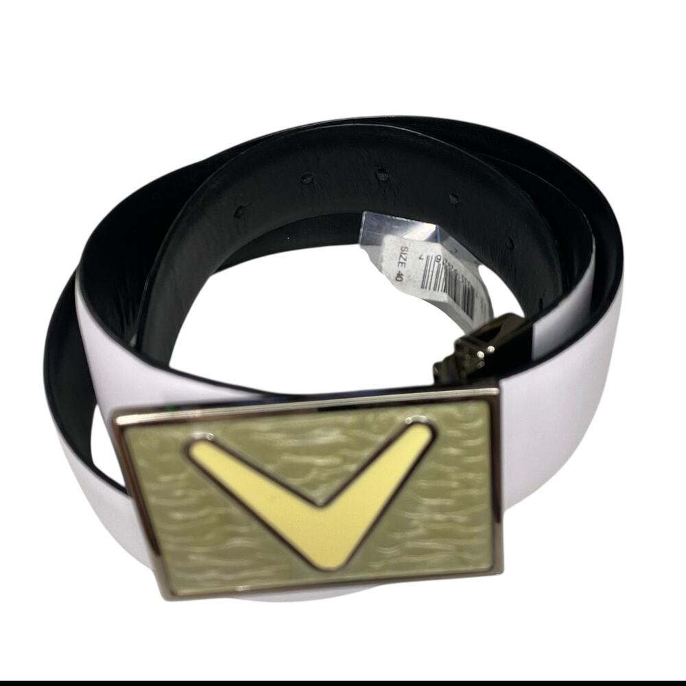 NWT Men's Callaway Pearlized Chevron Reversible Belt White/Slack Size 40